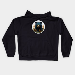 Black Bear Embroidered Patch Kids Hoodie